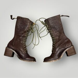 Rare Vtg Sam Edelman Dupree Lace up Boots Real Fur Shearling Sz 9